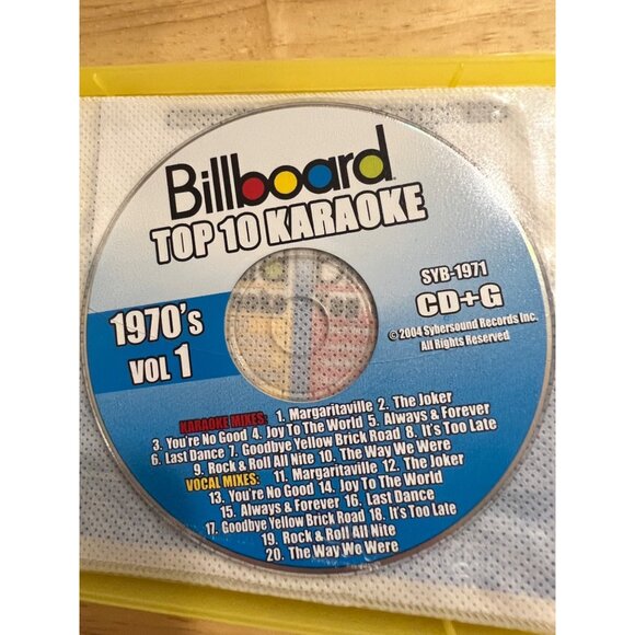 Billboard Top 10 Karaoke CD+Gs Set 1960s-1990s Vol 1 Yellow Case - Picture 4 of 7